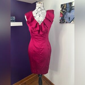 CUE Sleeveless Ruffle Neckline Dress